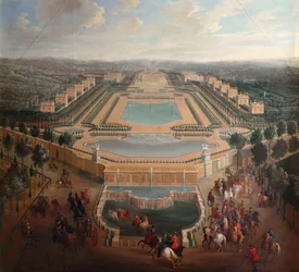 Algemeen uitzicht op het kasteel en de paviljoens in Marly