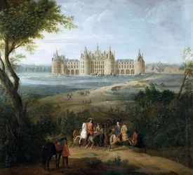 Uitzicht op het kasteel van Chambord, vanuit het park