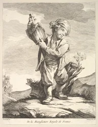 Kleine jongen met een vat, uit Premier Livre de Figures naar de porseleinen van de M..., 1757