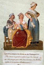 Franse Revolutie: Jacobijnse breisters of Robespierre. We gaven deze vrouwen geld om naar de Jacobijnse Club te gaan