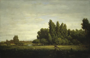 Een Weide omzoomd door Bomen, ca. 1845