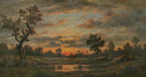 Landschap bij zonsondergang