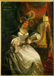 Koningin Hortense Bonaparte, echtgenote van Napoleons broer Lodewijk, koning van Holland, en moeder van Napoleon III (olieverf op doek)