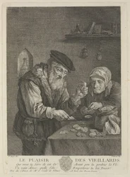 Pleziertjes van de oude dag naar het schilderij van David Teniers de Jongere, midden 18e eeuw