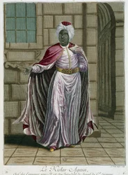 Portret van de Kistar-Agassi (hoofd van de eunuchen) - in Collectie van 100 prenten die verschillende naties van de Levant vertegenwoordigen in 1707 en 1708 door orders van M. de Frriol, ambassadeur van de koning aan de Porte en bijgewerkt in 1712-13 door 