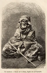 Een marabout, een asceet die beweert islamitisch of moslim syncretisme te zijn, beschouwd als een heilige man en een wijze man, hij was het onderwerp van een volkscultus in Noord-Afrika, gegraveerd naar een tekening van Fritel, ter illustratie van de reis 