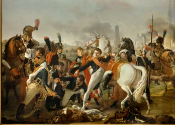 Napoleon I, gewond voor Regensburg, wordt behandeld door chirurg Yvan, 23 april