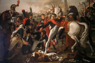 Napoleon gewond voor Ratisbonne