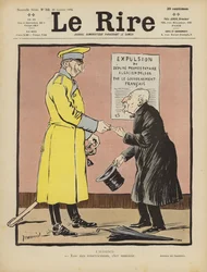 Satire op de Franse opgave van de Elzas aan Duitsland. Illustratie voor Le Rire