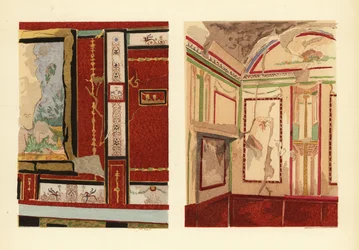 Huis van Tullius Faustus aan de Strada della Fortuna (links), en huis van Popidius Priscus (rechts), Pompeii, Kamer van een huis gelegen aan de straat van het Fortuin, Regio IV