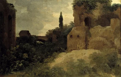 Bij Villa Farnese, Romeinse ruïnes schilderij door Pierre Valenciennes