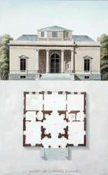 Landhuis in Laken, uit Choix des Monuments, Edifices et Maisons les plus remarquables du Royaume des Pays-Bas door Pierre Jacques Goetghebuer, gepubliceerd 1827