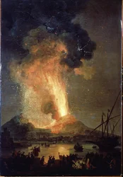 De uitbarsting van de Vesuvius. Schilderij van Pierre-Jacques Volaire. Olie op doek