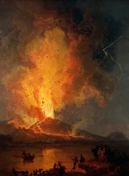 Uitzicht op de uitbarsting van de Vesuvius