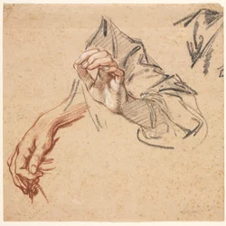 Studie van handen recto, schets van een hand verso, 1700s