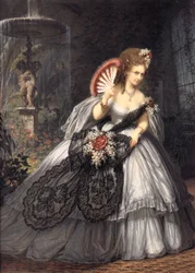 Italiaanse Virginia Oldoini, Gravin van Castiglione, genaamd Ritrosetta, foto door Pierre-Louis Pierson met gouache door Aquilin Schad, 1864