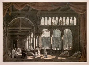 Robert de Duivel, decoraties voor het tweede schilderij van Act III. 1831. Lithografie