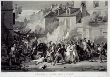 Verdediging van een barricade tijdens de Julirevolutie
