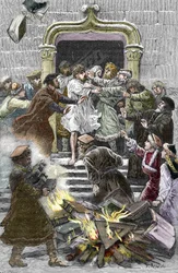 Socinianisme en Kleine Poolse Kerk: de inwoners van Krakau verbranden de werken van Faustus Socinus op het openbare plein en dwingen hem aanwezig te zijn bij de autodafe in 1598