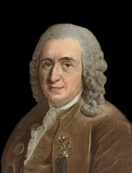 Portret van Charles Linne (Carl von Linne, Linnaeus 1707-1778), Zweedse natuurkundige (gravure door Pierre Michel Alix)