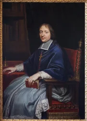 Portret van Jacques Benigne Bossuet, tijdens zijn eerste benoeming als bisschop van Condom, in zijn bibliotheek