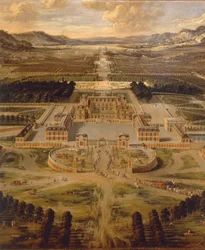 Zicht op het Paleis van Versailles en zijn tuinen door Pierre Patel