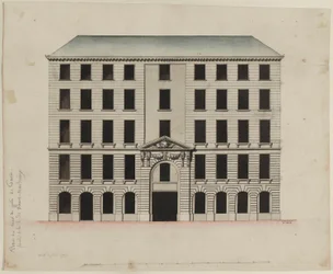 Façade van het Mont-de-Piété aan de rue des Blancs-Manteaux