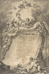 Diploma voor de vrijmetselaars van Bordeaux, naar François Boucher, 1766.
