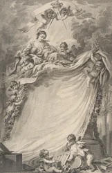 Diploma van de vrijmetselaars van Bordeaux, naar François Boucher, 1766.