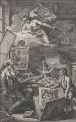 Ter nagedachtenis aan P. FR. Basan, een gravure voor de catalogus van de collectie van P.-F. Basan, 1798