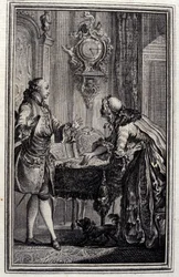 Le Gascon gestraft - in "Tales et nouvelles en vers" door Jean La Fontaine. 1776. Illustratie door P.P. Choffard.