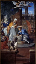 Doop van Clovis in Reims op 25 december 496. Schilderij door Pierre Puget (1620 - 1694)