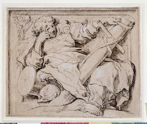 Laag reliëf project voor het baldakijn van de kerk van Santa Maria Assunta di Carignano, voorstellende Esperance