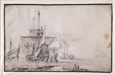 Schip dat het kanon afvuurt