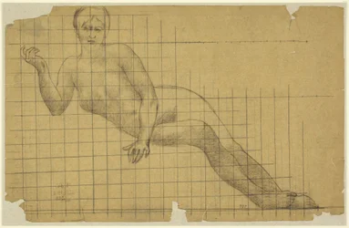 Liggend vrouwelijk naakt, spiegelbeeldige studie voor een figuur in de halfronde zaal van de Sorbonne: Letteren, wetenschap en kunsten, Sorbonne, Parijs