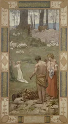 Sint Genevieve als kind in gebed