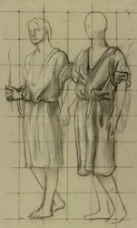Studie van twee staande figuren