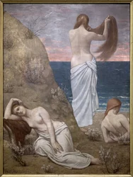 Jonge meisjes aan zee