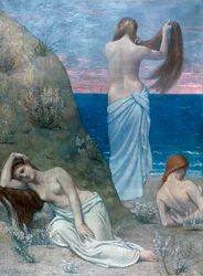 Jonge meisjes aan zee, voor 1894
