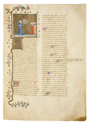 Pagina uit "De Proprietatibus Rerum" door Bartholomeus Anglicus, in de Franse vertaling van Jean Corbechon, ca. 1390