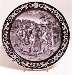 Limoges bord, een van een set van 12 die de maanden van het jaar uitbeelden