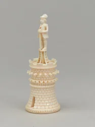 Witte toren, schaakstuk, India, circa 1820