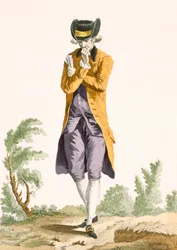 Een jonge bourgeois acteerstudent diep in gedachten, gegraveerd door Dupin, plaat nr. 22 uit 