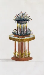 Mahonie en bronzen bloemenstandaard, plaat 287, illustratie uit Collection de meubles et objects de gout