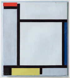 Compositie met rood, blauw, zwart, geel en grijs, 1921