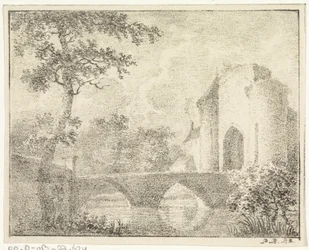 Kasteel met brug in een landschap
