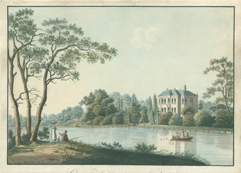 Gezicht op huis Over Holland met theekoepel aan de Vecht te Nieuwersluis