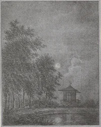 Tuin bij maanlicht