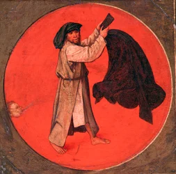 Hij schudt zijn jas uit volgens de wind, ca. 1558-1560