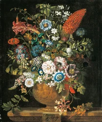 Augustus, uit De Twaalf Maanden van Bloemen, een bloemkalender van stillevens